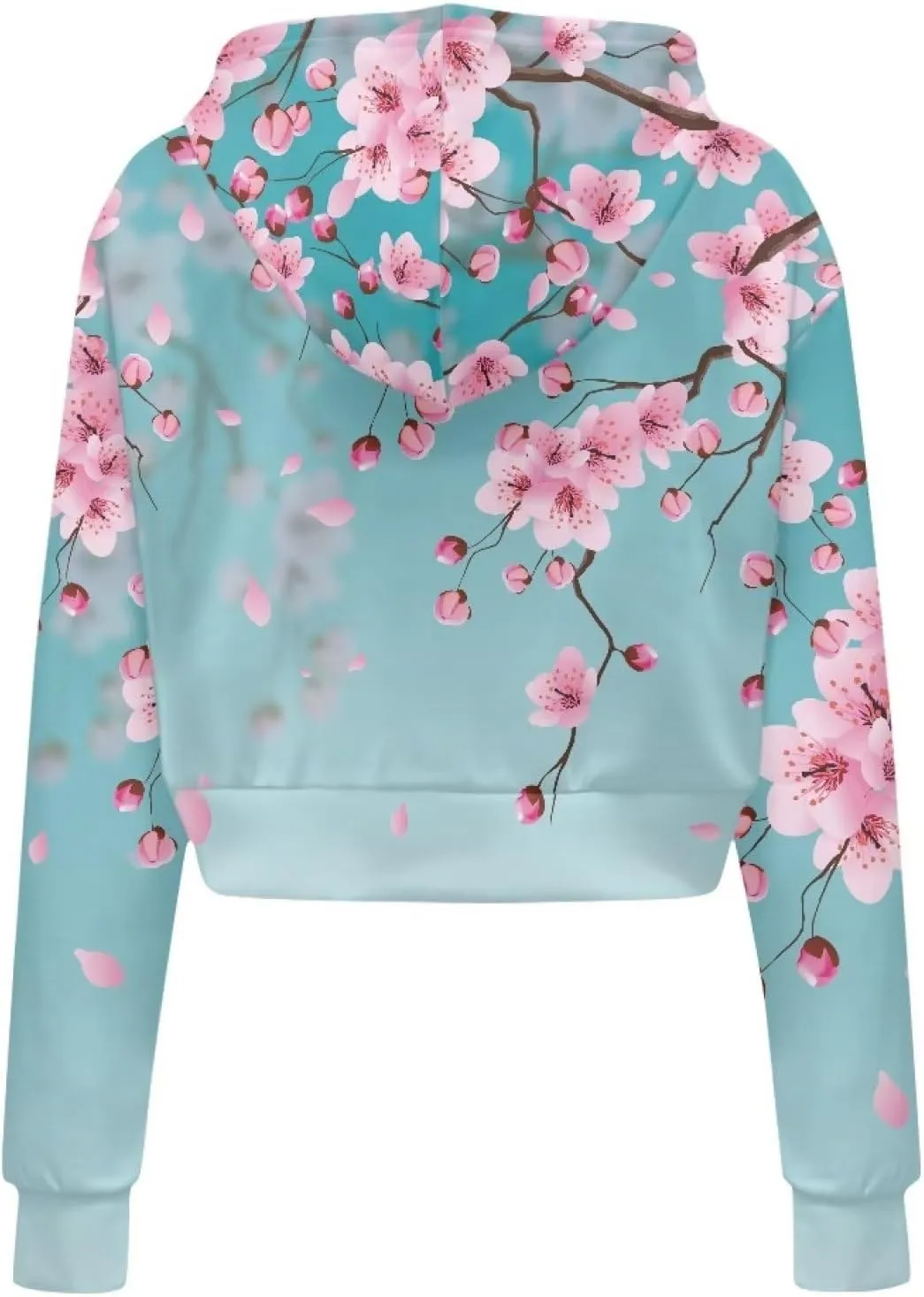 DISNIMO Women's Y2K Hoodies Casual Long Sleeve Zip Up Drawstring Cropped Hoodie Hooded Crop Jacket Top with Pockets