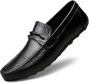 Dress Shoes for Men Men's Breathable Brogue Moccasins Casual Leather Loafers Boat Shoes for Walking Driving