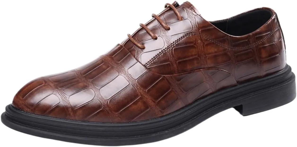 Dress Shoes for Men Men's Luxury Fish Leather Oxford Shoes Patent Leather Brogues for Weddings and Formal Events