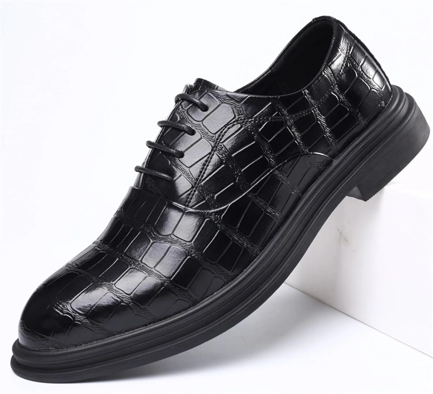 Dress Shoes for Men Men's Luxury Fish Leather Oxford Shoes Patent Leather Brogues for Weddings and Formal Events