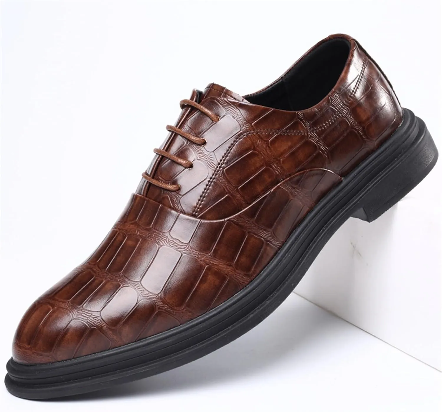 Dress Shoes for Men Men's Luxury Fish Leather Oxford Shoes Patent Leather Brogues for Weddings and Formal Events