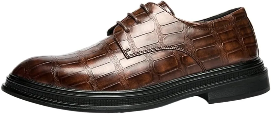 Dress Shoes for Men Men's Luxury Fish Leather Oxford Shoes Patent Leather Brogues for Weddings and Formal Events