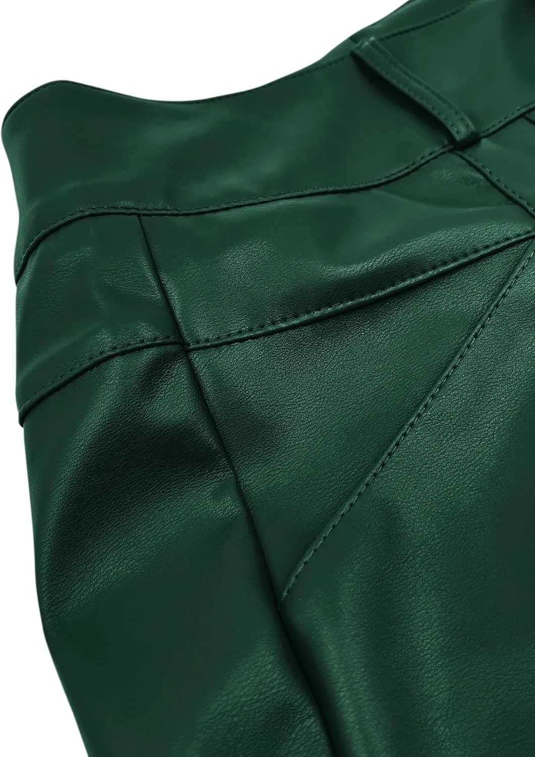Fallorchid Women's Faux Leather High Waist Shorts Pleated Wide Leg Pants Shorts with Pockets