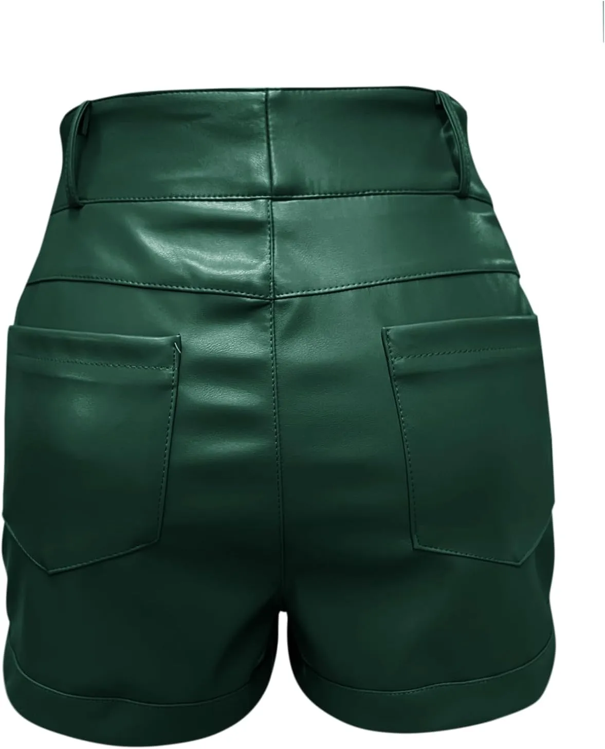 Fallorchid Women's Faux Leather High Waist Shorts Pleated Wide Leg Pants Shorts with Pockets