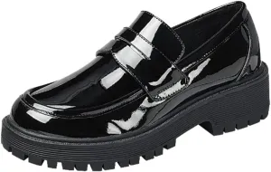 Forever Link Womens Slip On Loafer Chunky Chain Platform Heel