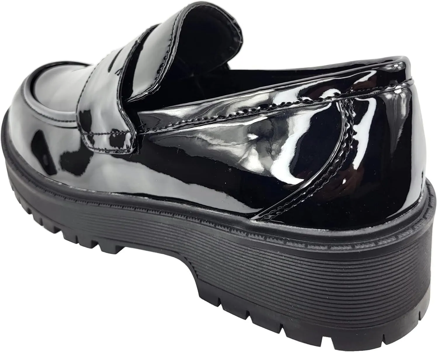 Forever Link Womens Slip On Loafer Chunky Chain Platform Heel