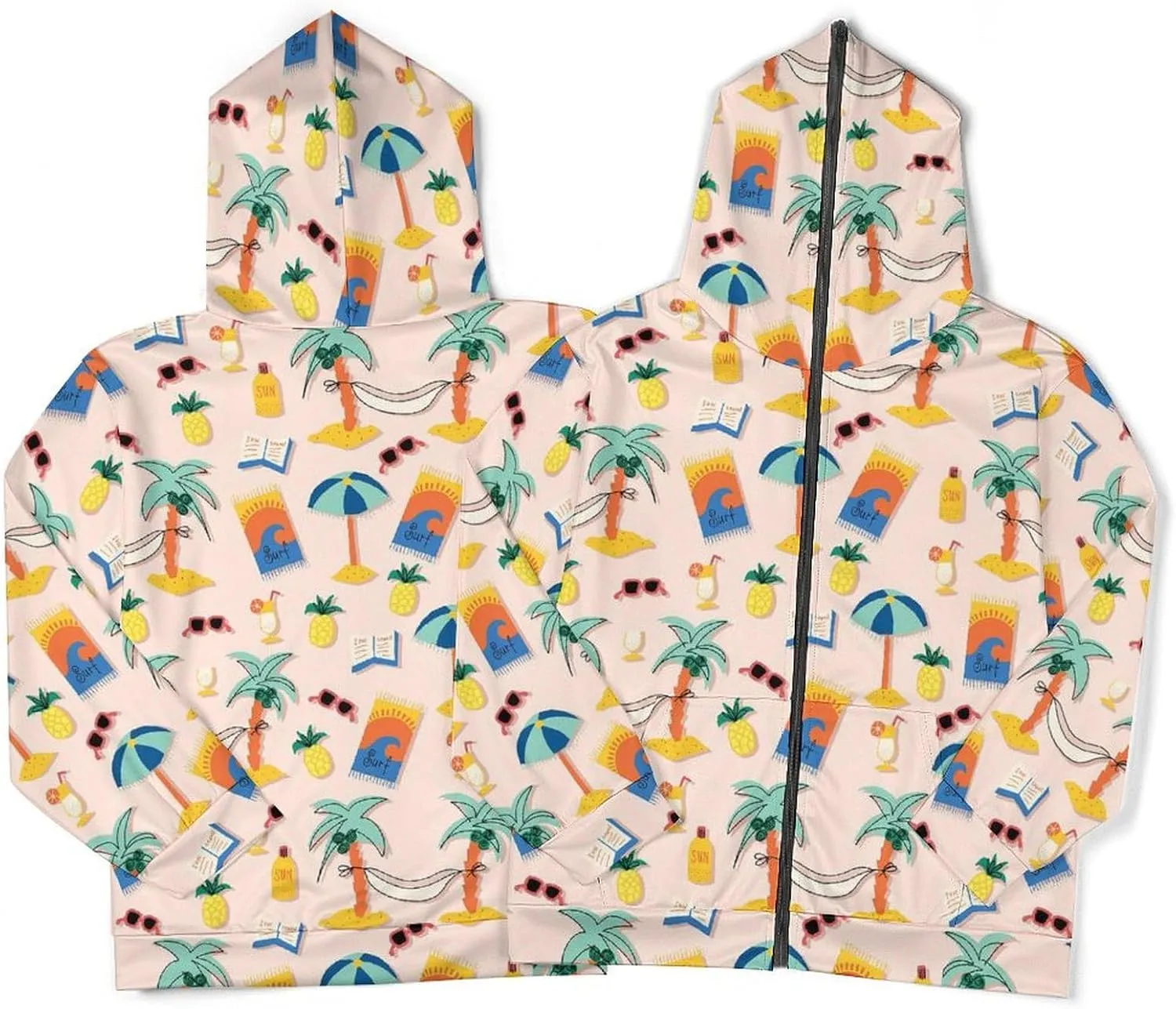 Fruit Print Hoodies For Men Women Long Sleeve Casual Zip Up Hooded Sweatshirt Jacket Coat With Pocket