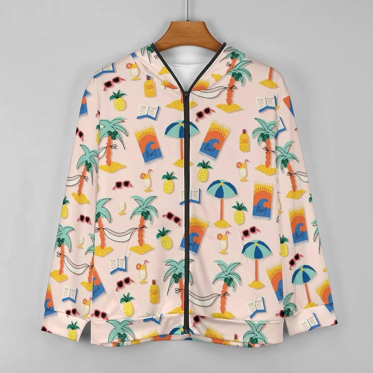 Fruit Print Hoodies For Men Women Long Sleeve Casual Zip Up Hooded Sweatshirt Jacket Coat With Pocket