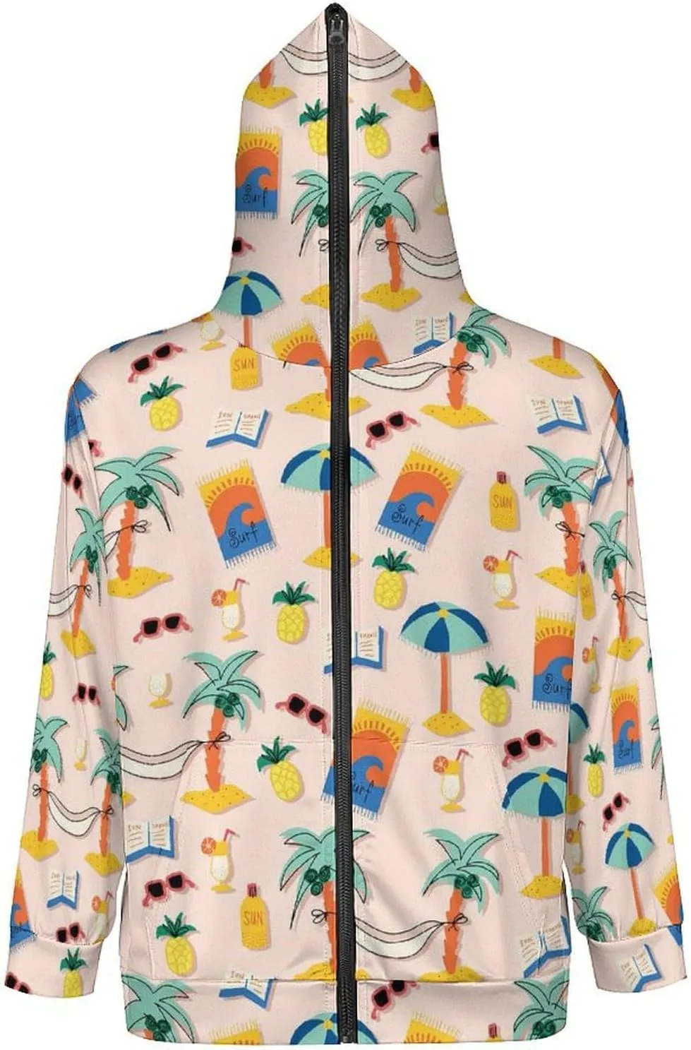 Fruit Print Hoodies For Men Women Long Sleeve Casual Zip Up Hooded Sweatshirt Jacket Coat With Pocket
