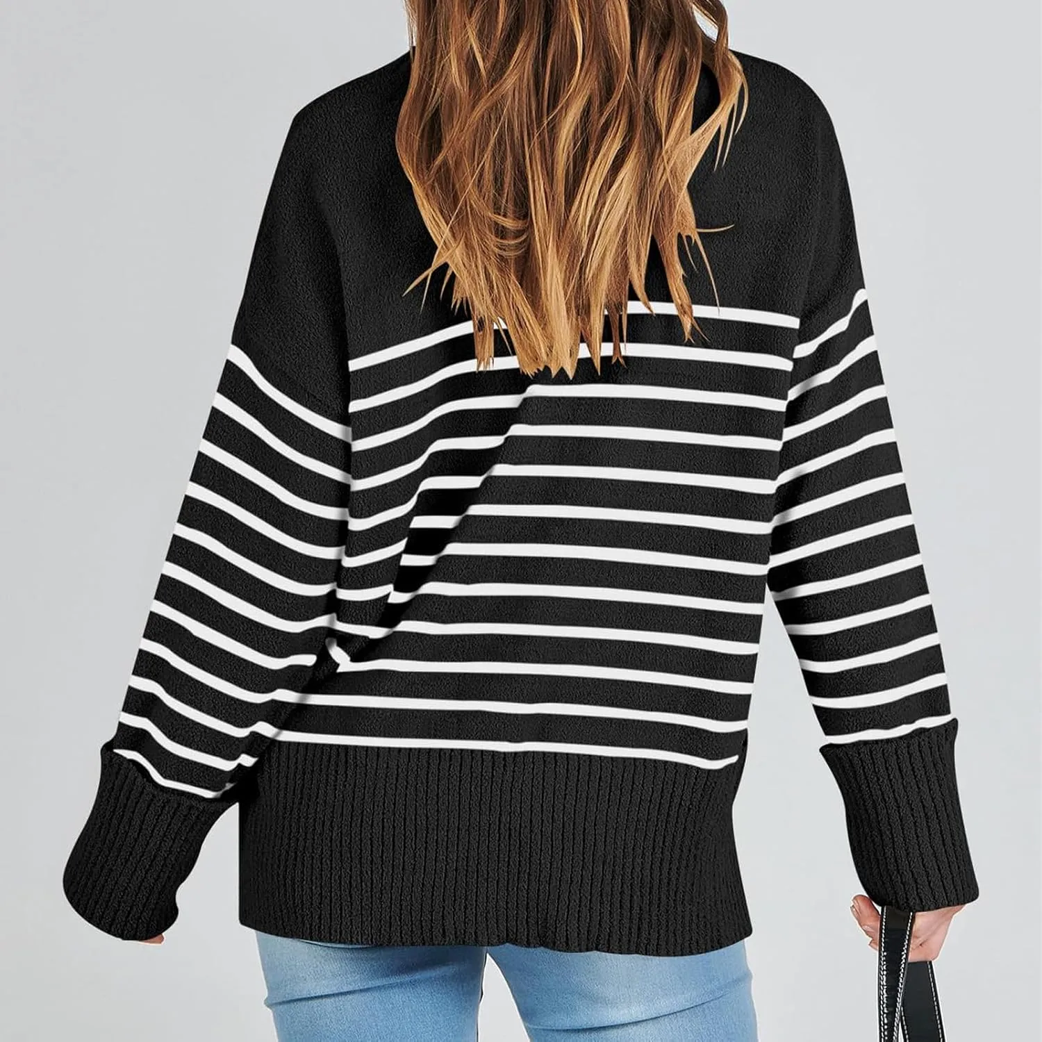 Fuzzy Crewneck Oversized Sweater for Women Long Sleeve Soft Chunky Knitted Pullover Fall Winter Warm Top Clothes