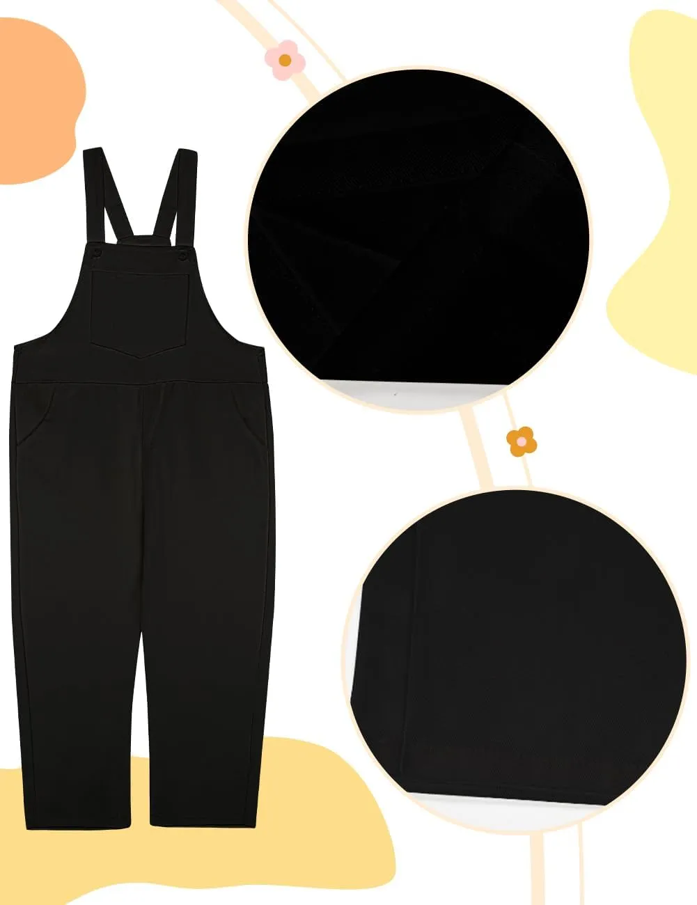 Girls Overalls Sleeveless Adjustable Jumpsuits Kids Casual Loose Romper Cute Long Pants with Pockets