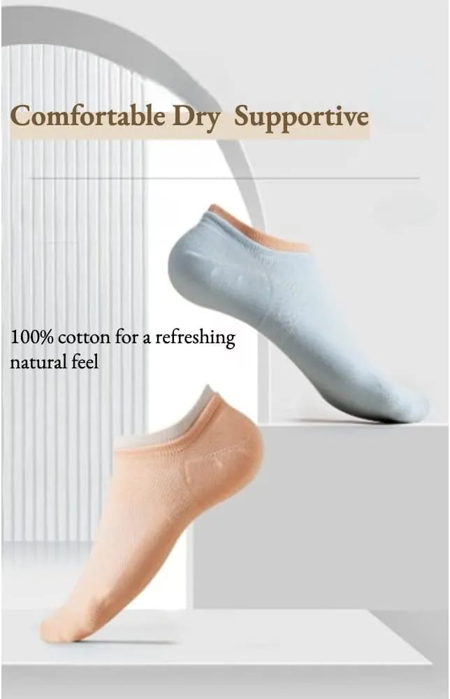 GRUTZ 10 Pairs Women Men Sneaker Sport Socks No-Show Fine Cotton Low Cut Ankle Socks with Double Lips Casual Novelty Socks