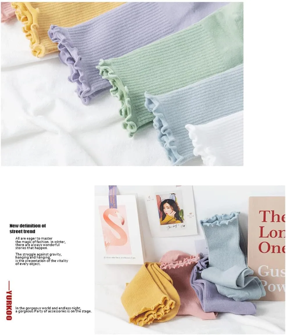 GuaziV Women's Ruffle Socks, Womens Fun Novelty Crew Colorful Fashion Casual Socks