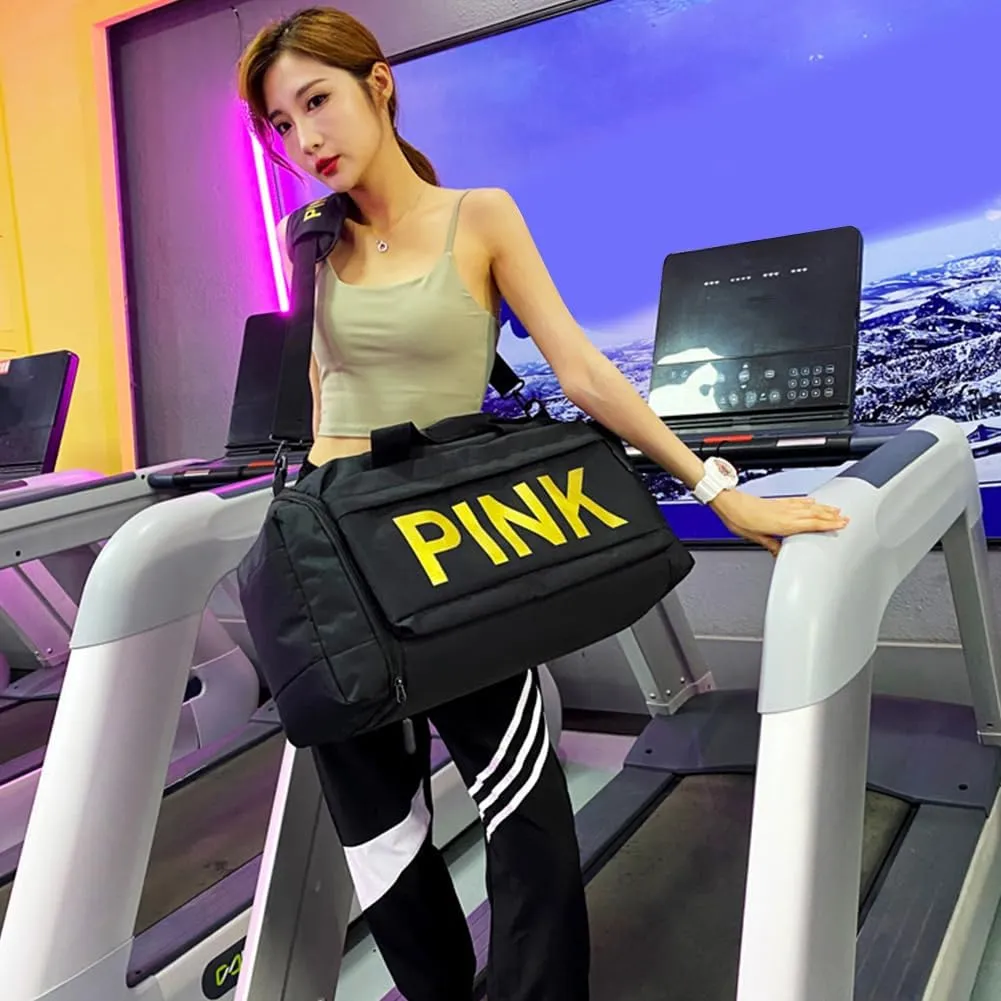 Gym Bag for Women Men, Duffle Shoulder Bags Sports Tote Bags, Waterproof Weekend Bags for Travel, Hiking, Workouts, Perfect for Mom's Gifts(White), Black