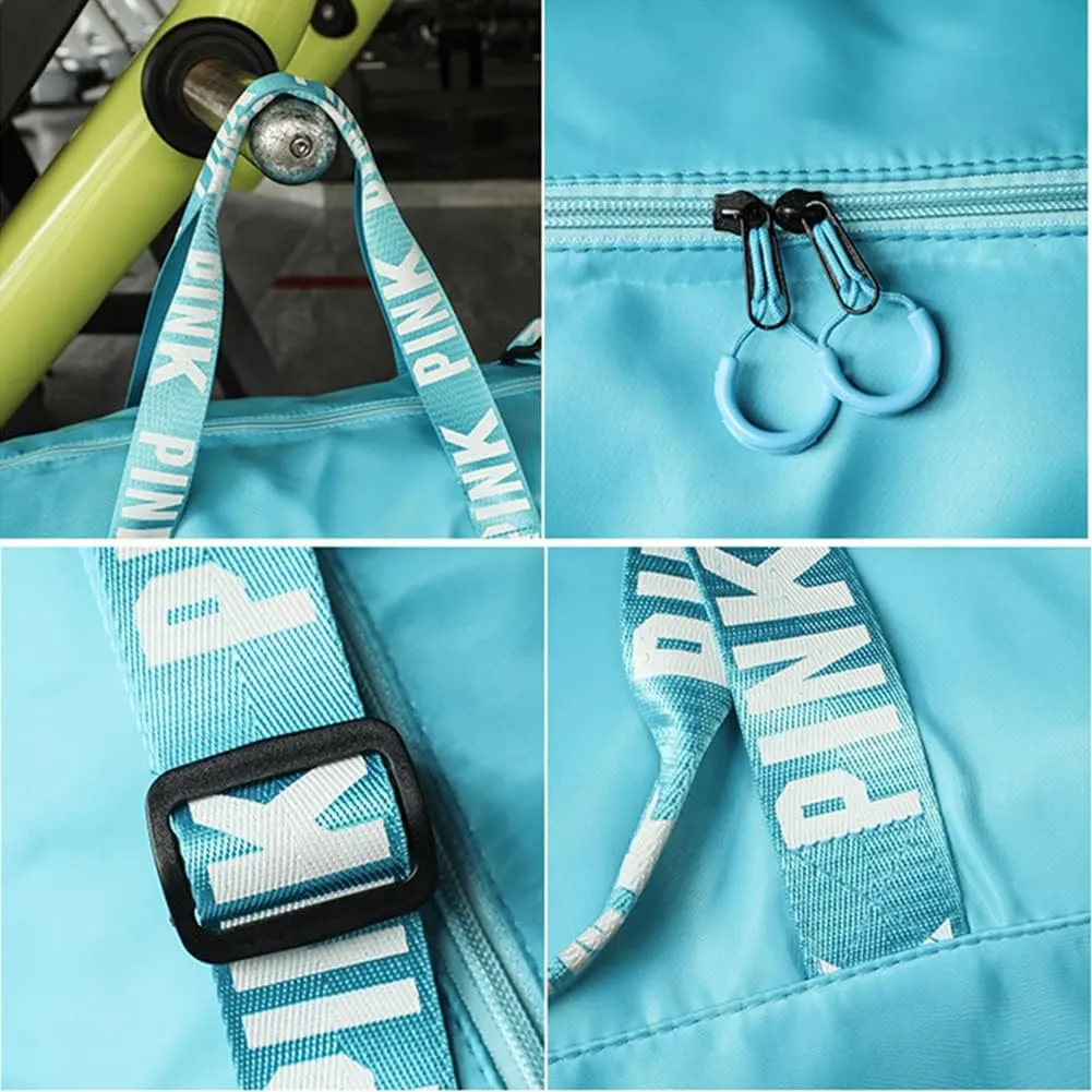 Gym Bag for Women Men, Duffle Shoulder Bags Sports Tote Bags, Waterproof Weekend Bags for Travel, Hiking, Workouts, Perfect for Mom's Gifts(White), Blue-1