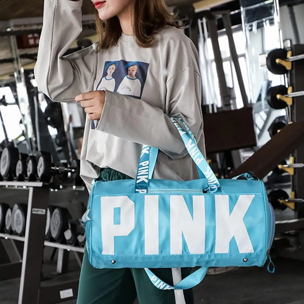 Gym Bag for Women Men, Duffle Shoulder Bags Sports Tote Bags, Waterproof Weekend Bags for Travel, Hiking, Workouts, Perfect for Mom's Gifts(White), Blue-1
