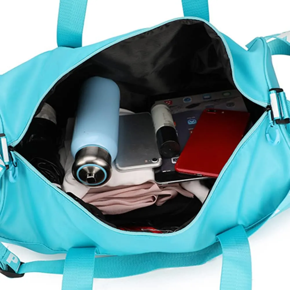 Gym Bag for Women Men, Duffle Shoulder Bags Sports Tote Bags, Waterproof Weekend Bags for Travel, Hiking, Workouts, Perfect for Mom's Gifts(White), Blue-1