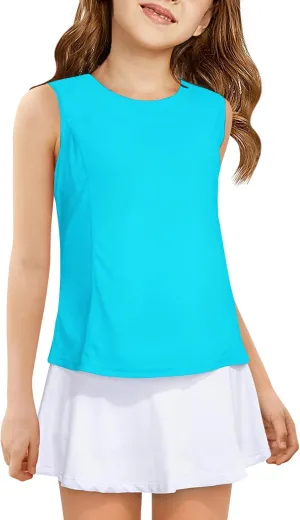 Haloumoning Girls Athletic Tank Tops Kids Sleeveless Running Tennis Yoga Shirts 4-14 Years