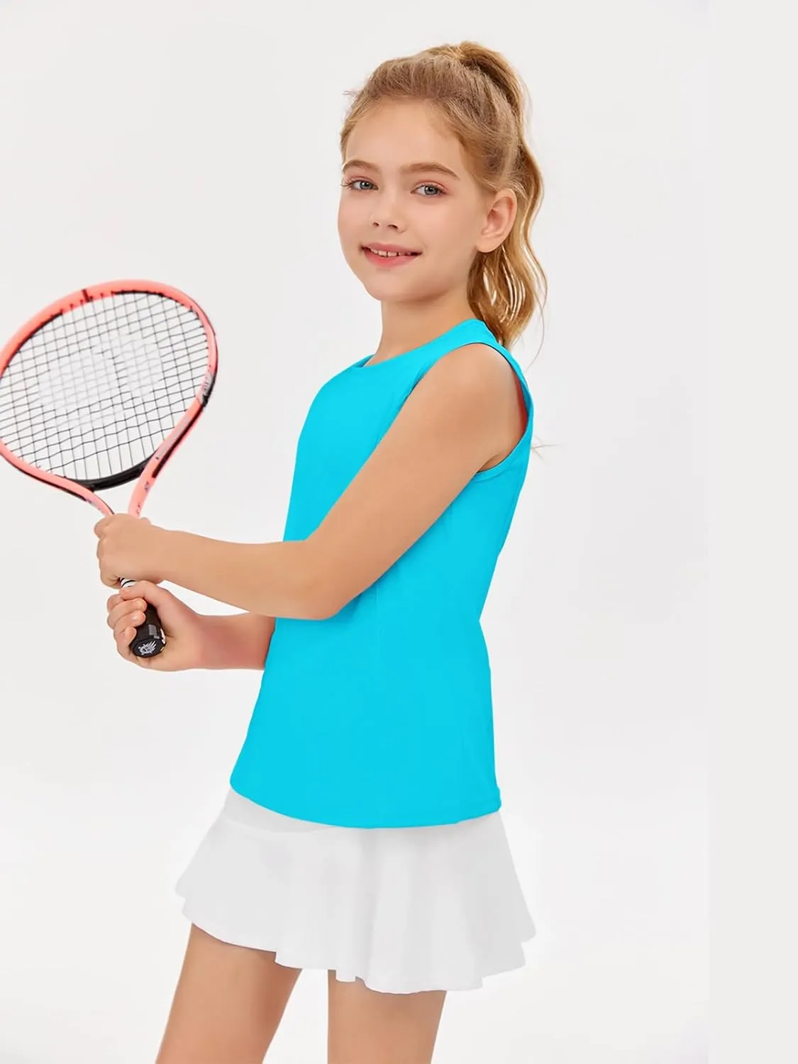 Haloumoning Girls Athletic Tank Tops Kids Sleeveless Running Tennis Yoga Shirts 4-14 Years