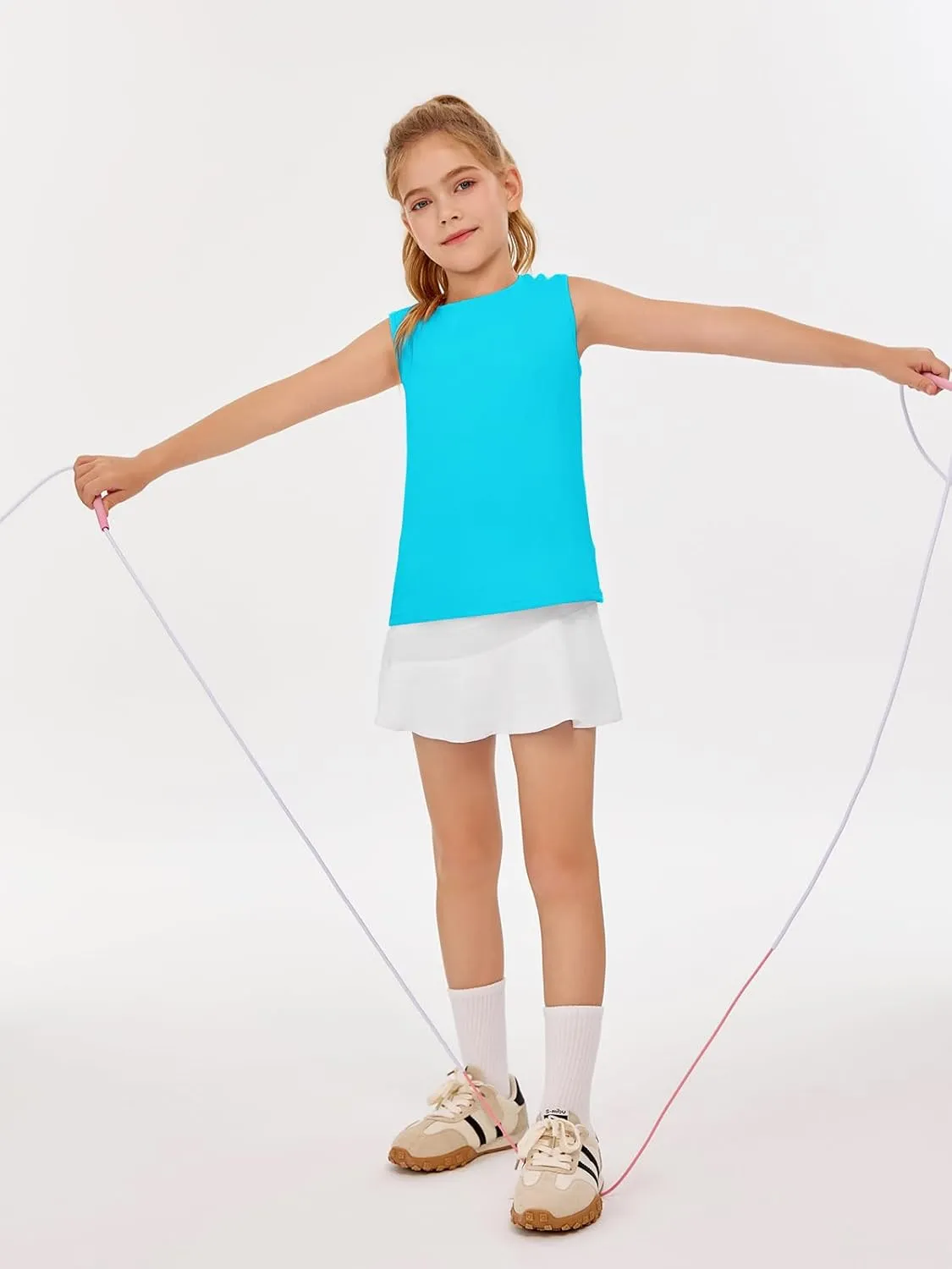 Haloumoning Girls Athletic Tank Tops Kids Sleeveless Running Tennis Yoga Shirts 4-14 Years