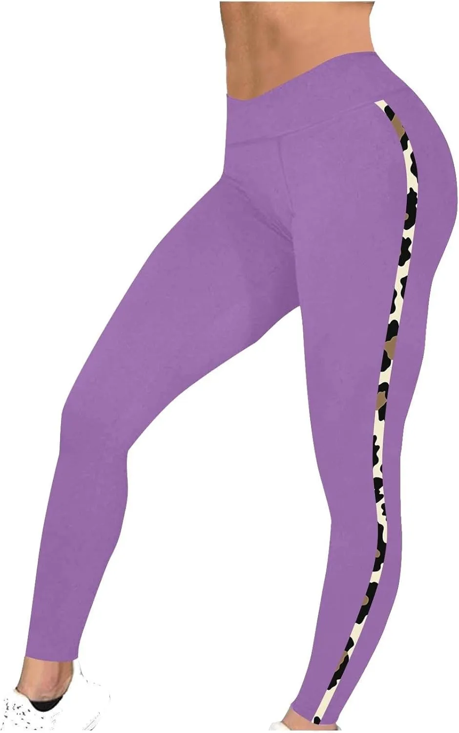 High-Waisted Stretch Yoga Pants for Women Leopard Printed Side Daily Sweatpants Stylish Casual Pant Suitable Exercise