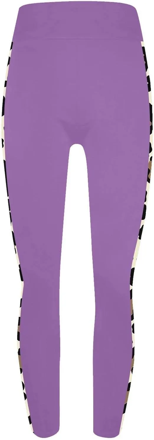 High-Waisted Stretch Yoga Pants for Women Leopard Printed Side Daily Sweatpants Stylish Casual Pant Suitable Exercise