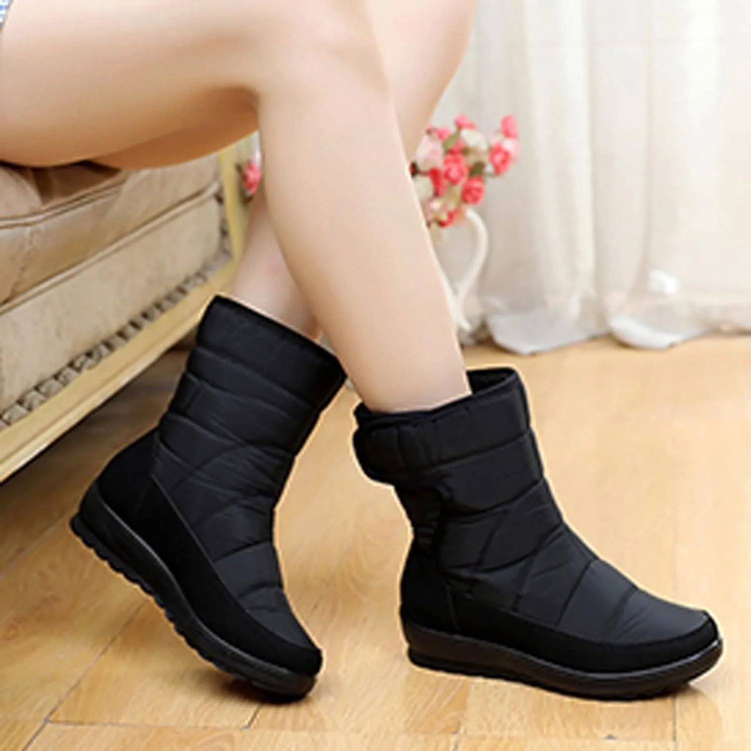 hlysgo Women's Wide Width Winter Ultra Warm Outdoor Anti-Slip Waterproof Ski Casual Snow Boots