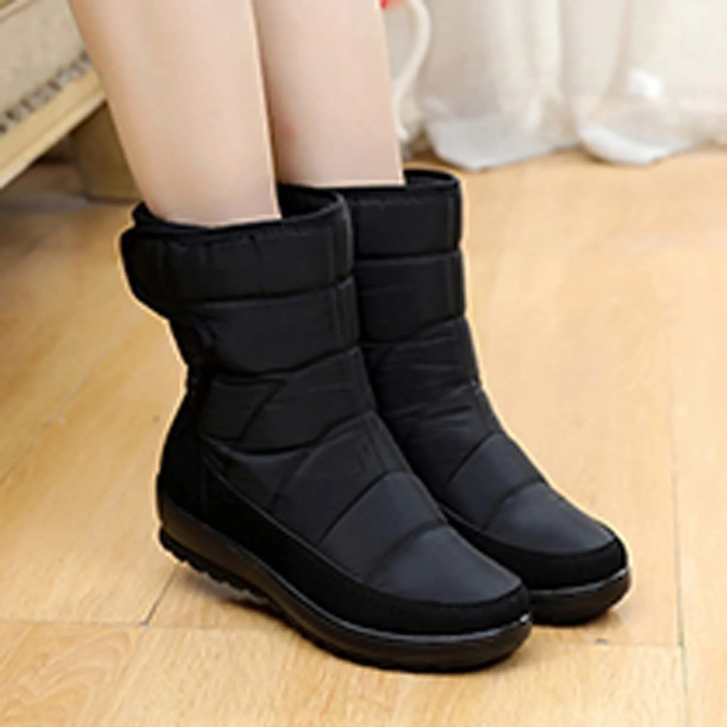hlysgo Women's Wide Width Winter Ultra Warm Outdoor Anti-Slip Waterproof Ski Casual Snow Boots