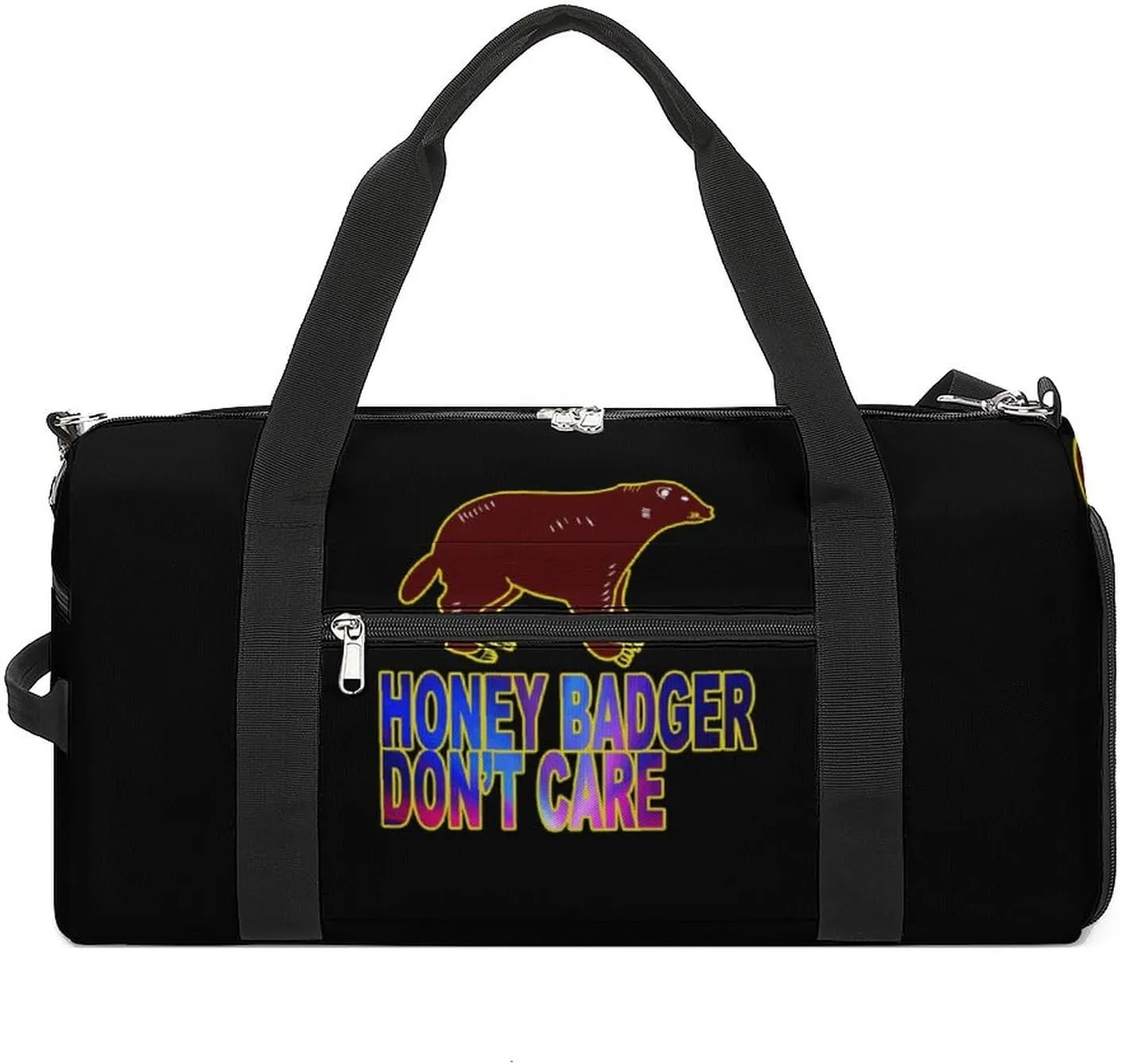 Honey-Badger Don T Care Gym Sport Bag Small Travel Duffel Bags Reusable Tote with Shoe Compartment for Men Women