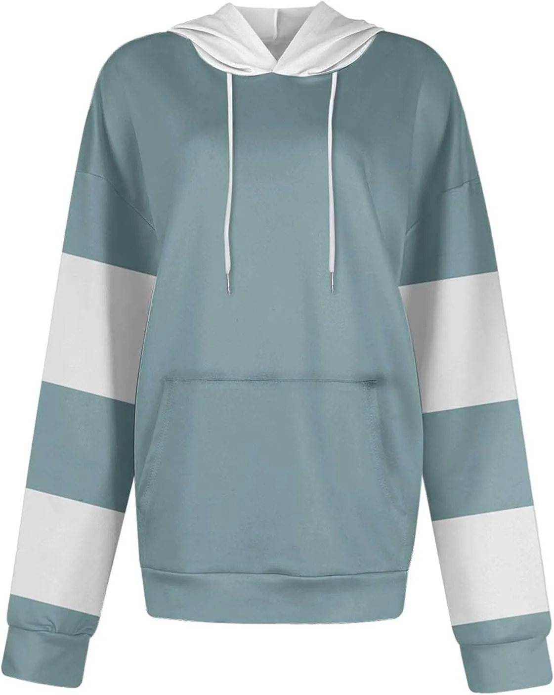 Hoodies for Women Casual Long Sleeve Color Block Tops Oversized Sweatshirts Cute Loose Fitted Pullover with Pockets