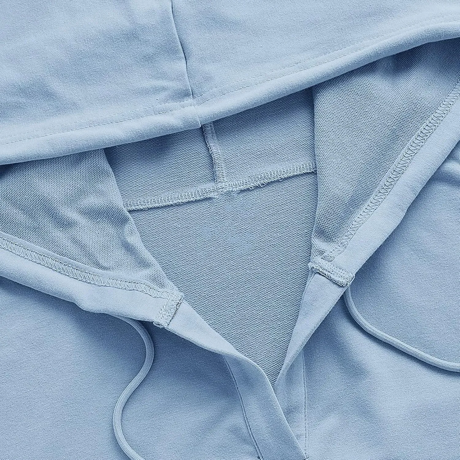 Hoodies For Women Long Sleeves Crew Neck Solid Color Drawstring Hood Cropped Hoodies Fashion Pullover Tops