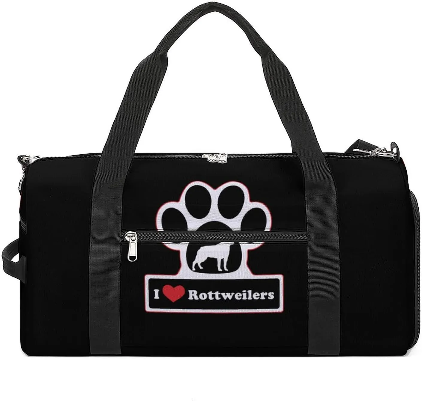 I Love Rottweilers Gym Sport Bag Small Travel Duffel Bags Reusable Tote with Shoe Compartment for Men Women