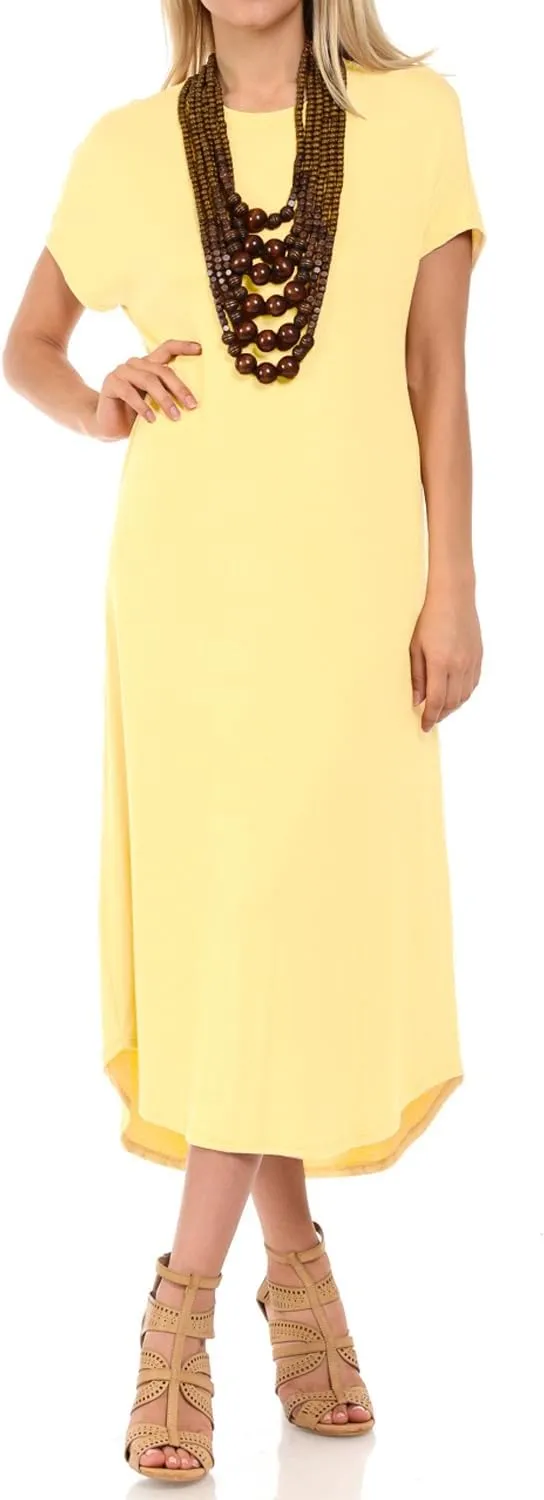 iconic luxe Women's A Line Short Sleeve T Shirt Midi Dress Summer Casual