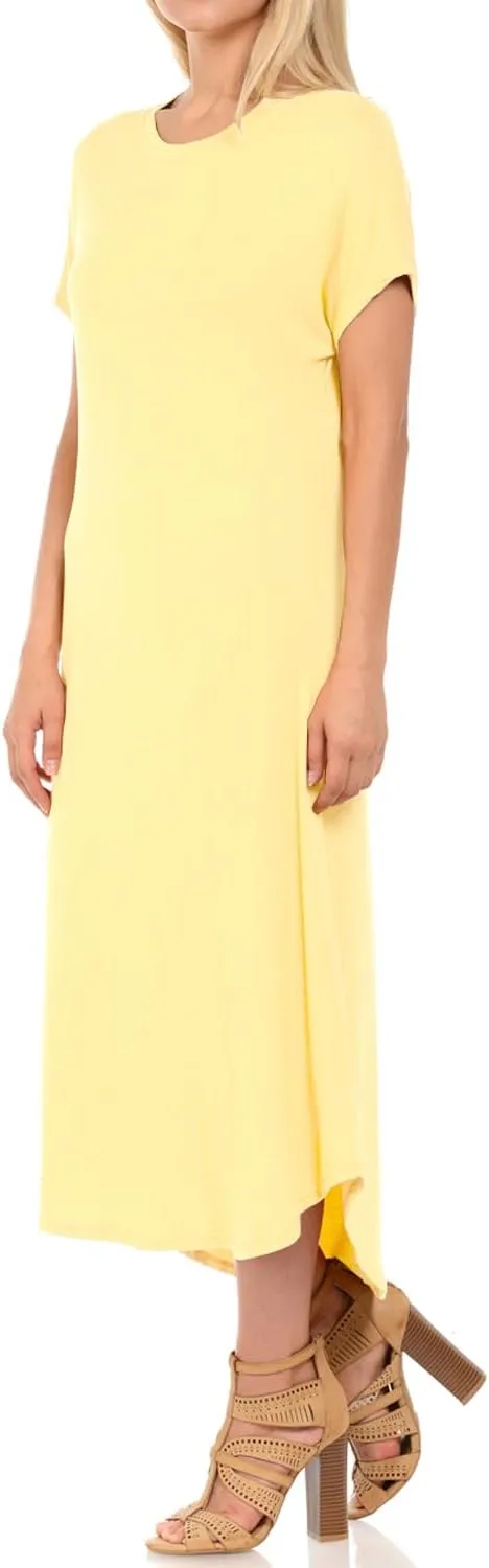 iconic luxe Women's A Line Short Sleeve T Shirt Midi Dress Summer Casual