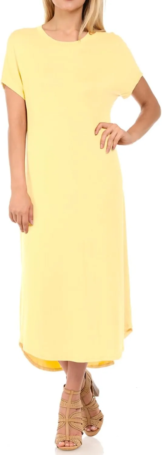 iconic luxe Women's A Line Short Sleeve T Shirt Midi Dress Summer Casual