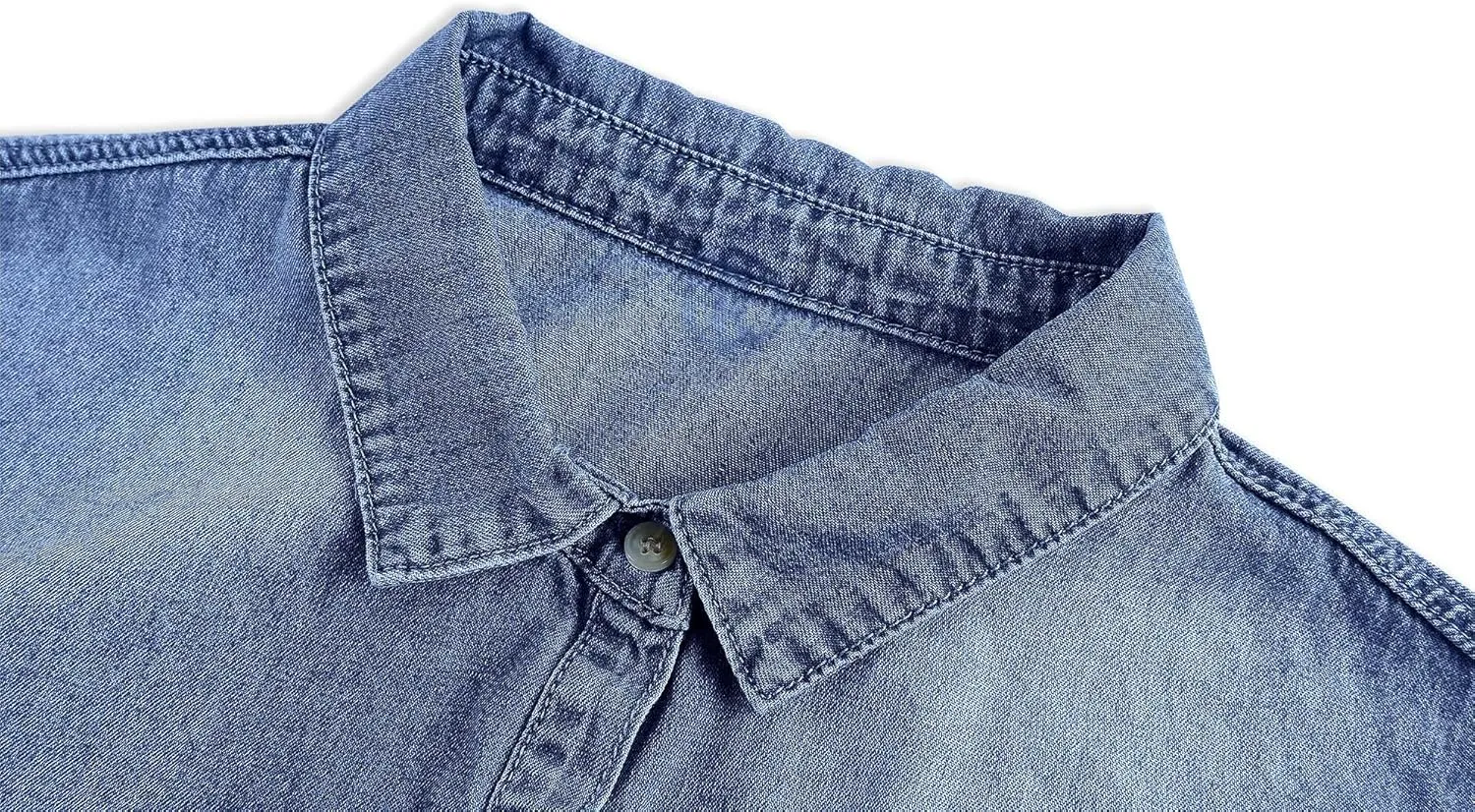 imesrun Womens Button Down Denim Shirt Chambray Casual Long Sleeve Collared Boyfriend Jean Jacket Shacket with Pockets