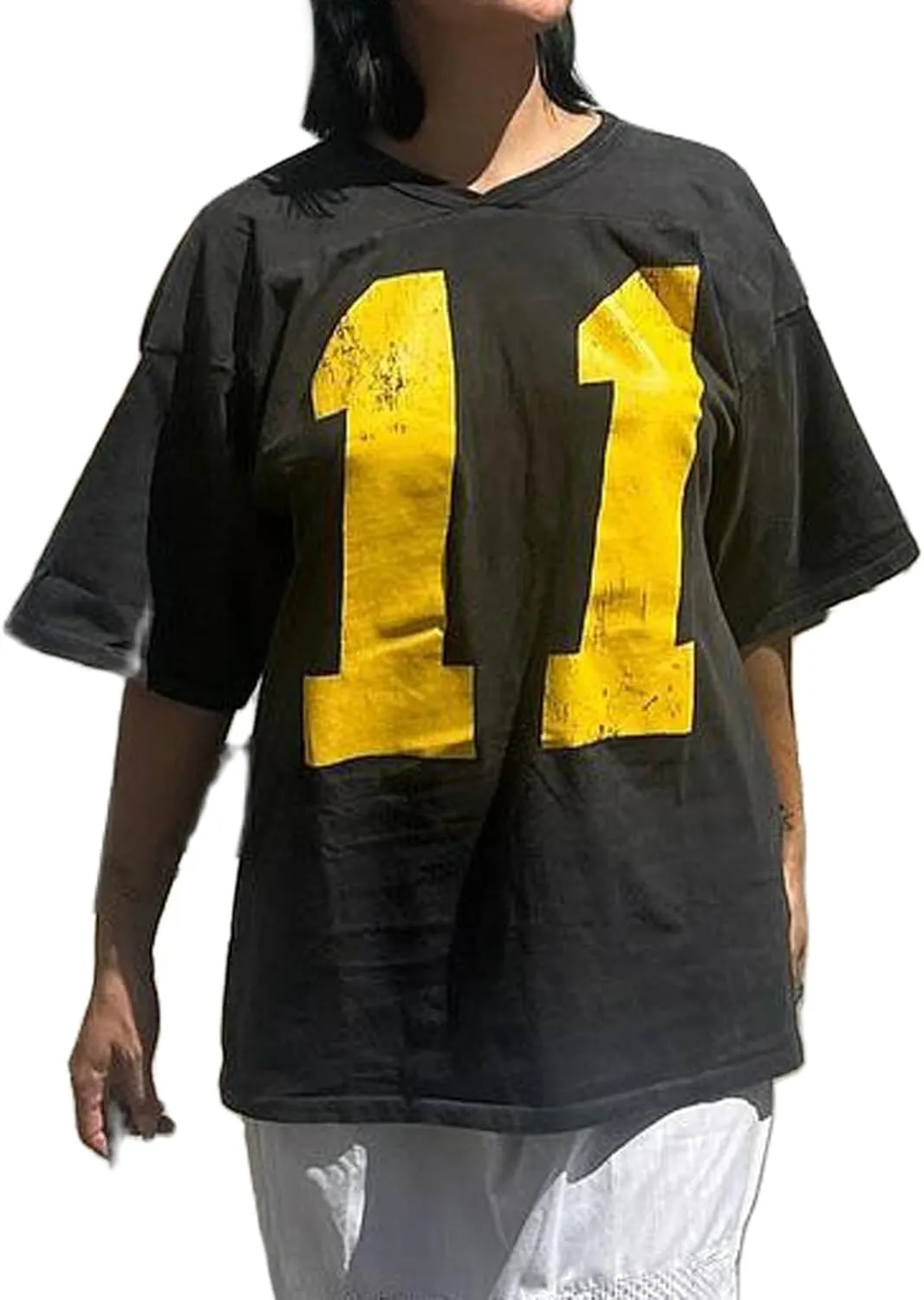 Jersey Shirts for Women Y2k Oversized Graphic Tees Number Print Short Sleeve Drop Shoulder Baggy T-Shirts