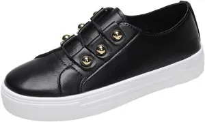 Ladmiple Sneakers For Women Slip On Wide Width Walking Shoes Fashion Lace Up Low Top Comfortable Platform Flats Loafers