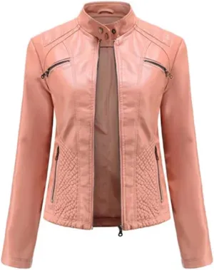 Leather Jacket Women Autumn Spring Moto Biker Zipper Jackets Faux Leather Casual Jacket