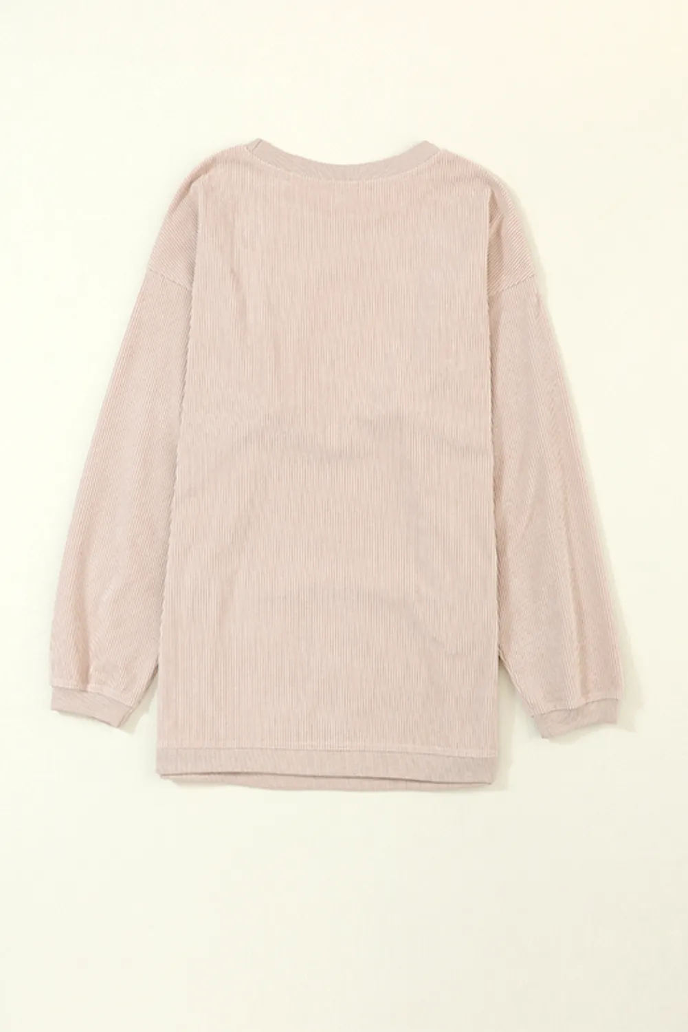 Long Sleeve Ribbed Corded Oversized Sweatshirt