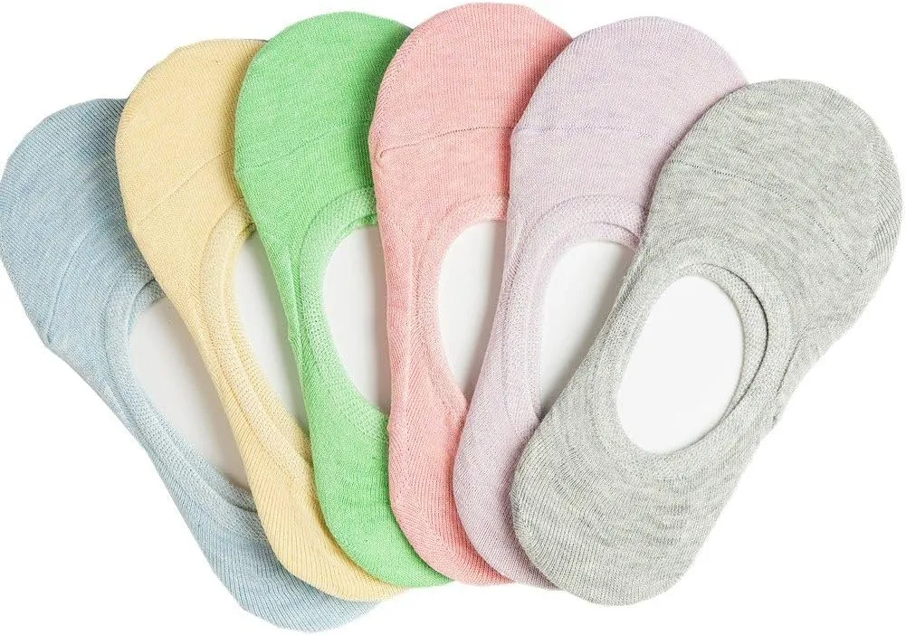 Losa Kute 6 Pairs Womens Casual No Show Socks Anti-Slip Socks 
