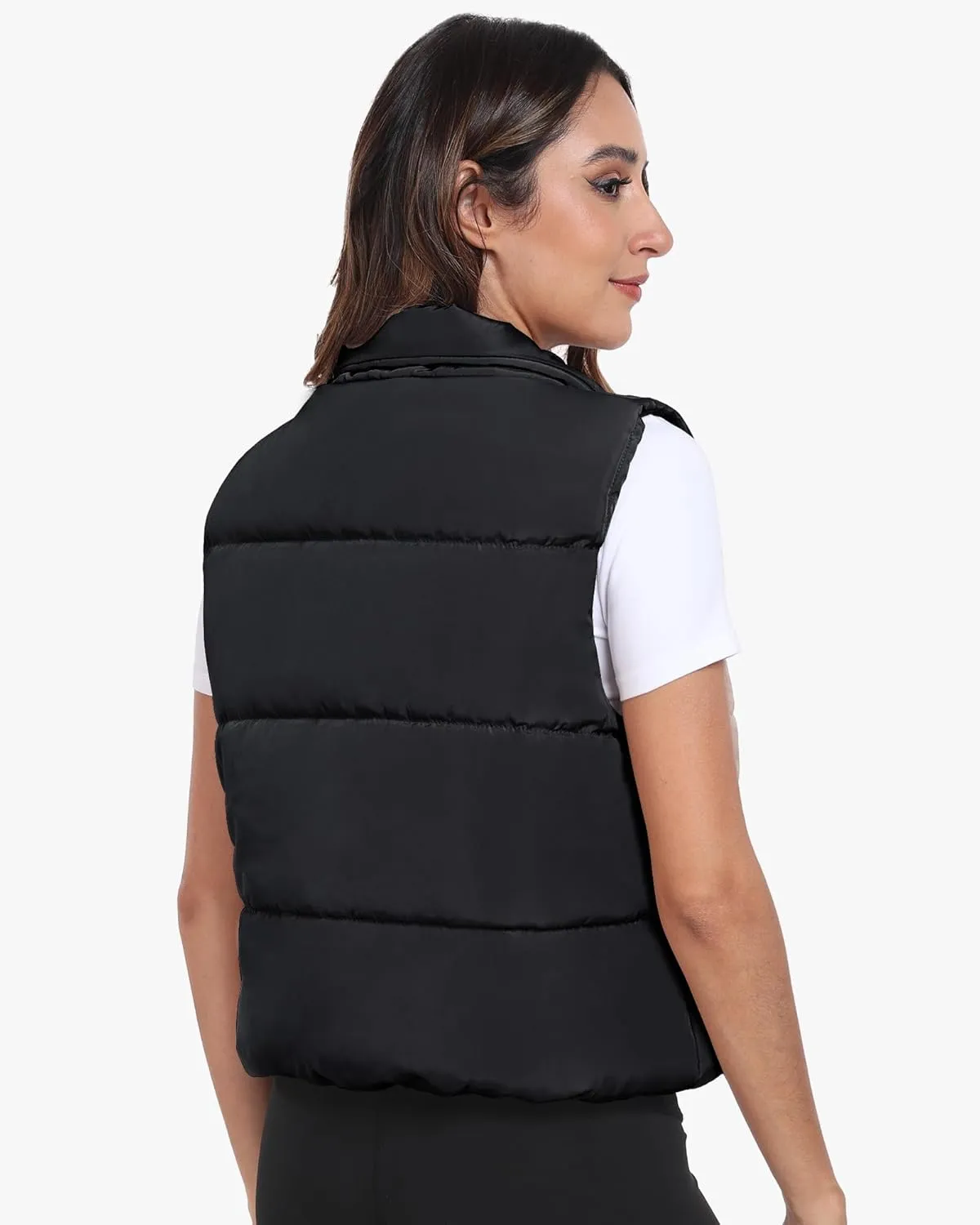 Memorose Puffer Vest for Women Winter Outwear Jacket Cropped Sleeveless Lightweight Fashion Fall Coat with Pockets