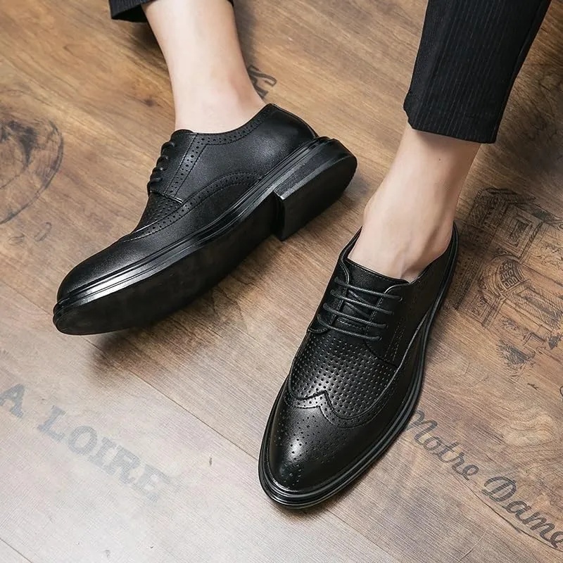Men Dress Shoes, Handmade Brogues Style Paty Leather Wedding Shoes Men Flats Leather Oxfords Formal Shoes Loafers Party Flats
