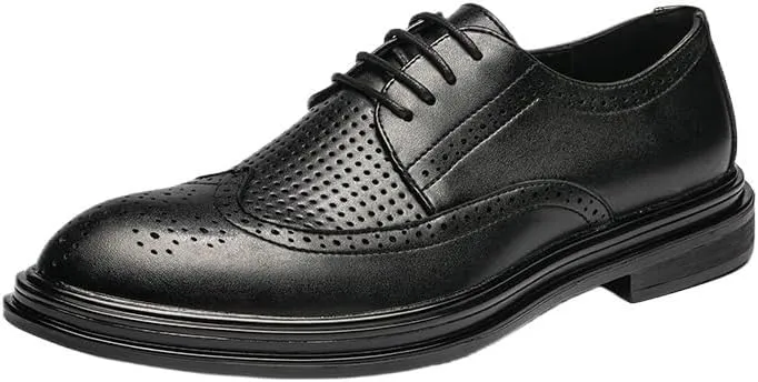 Men Dress Shoes, Handmade Brogues Style Paty Leather Wedding Shoes Men Flats Leather Oxfords Formal Shoes Loafers Party Flats