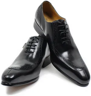 Men's Business Work Vintage Leather Lace-up Brogues Office Formal Wedding Dress Oxford Derby Shoes,Black-45