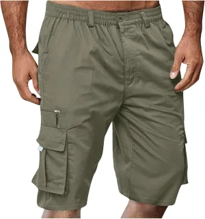 Mens Casual Cargo Shorts Solid Color Loose Short Pant Classic Fit Pants Hiking Fishing Summer Workout Shorts Men