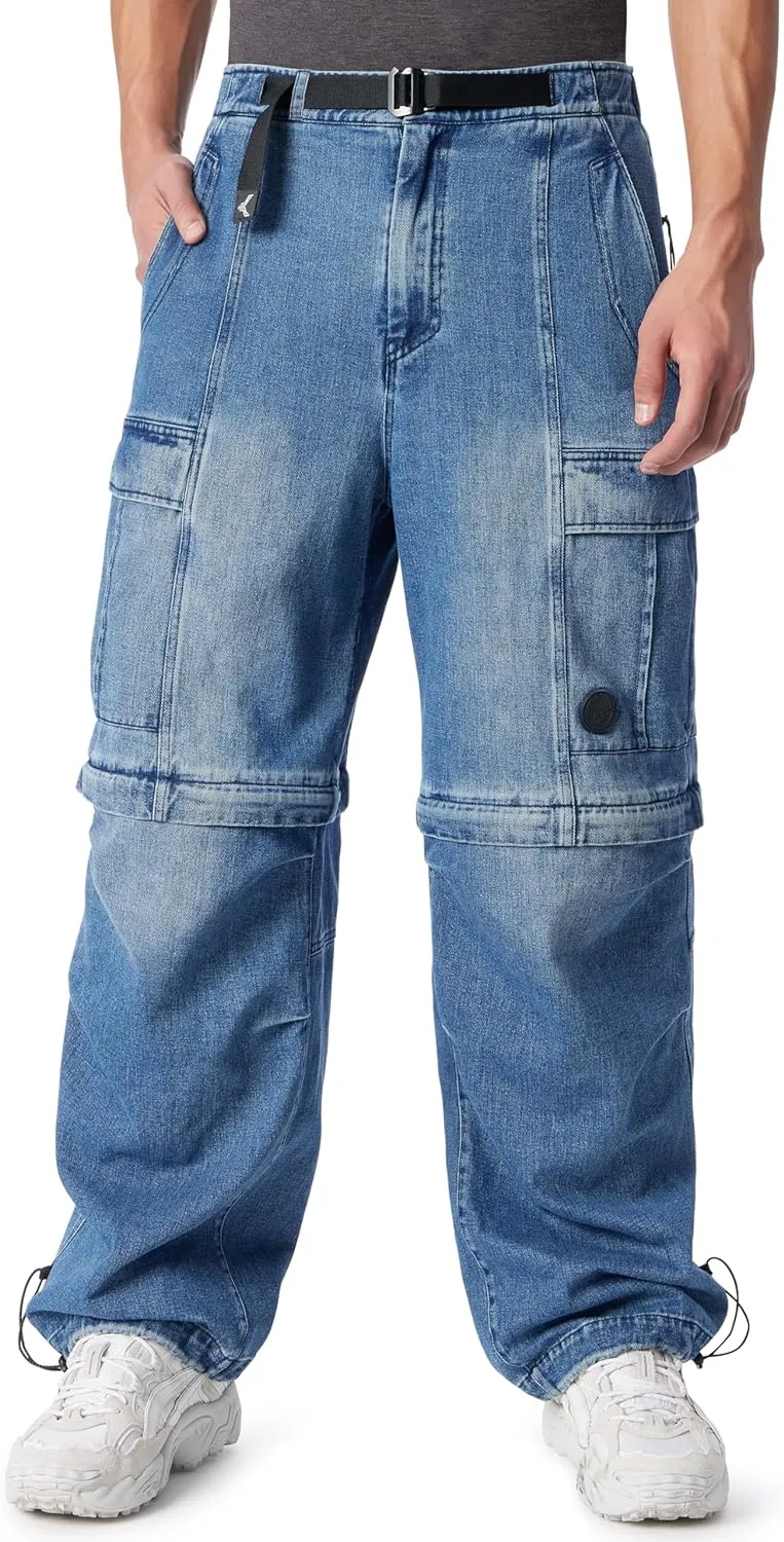 Men's Cross Terrain Convertible Cargo Pant with Drawstring Style Buckle Belt Standard