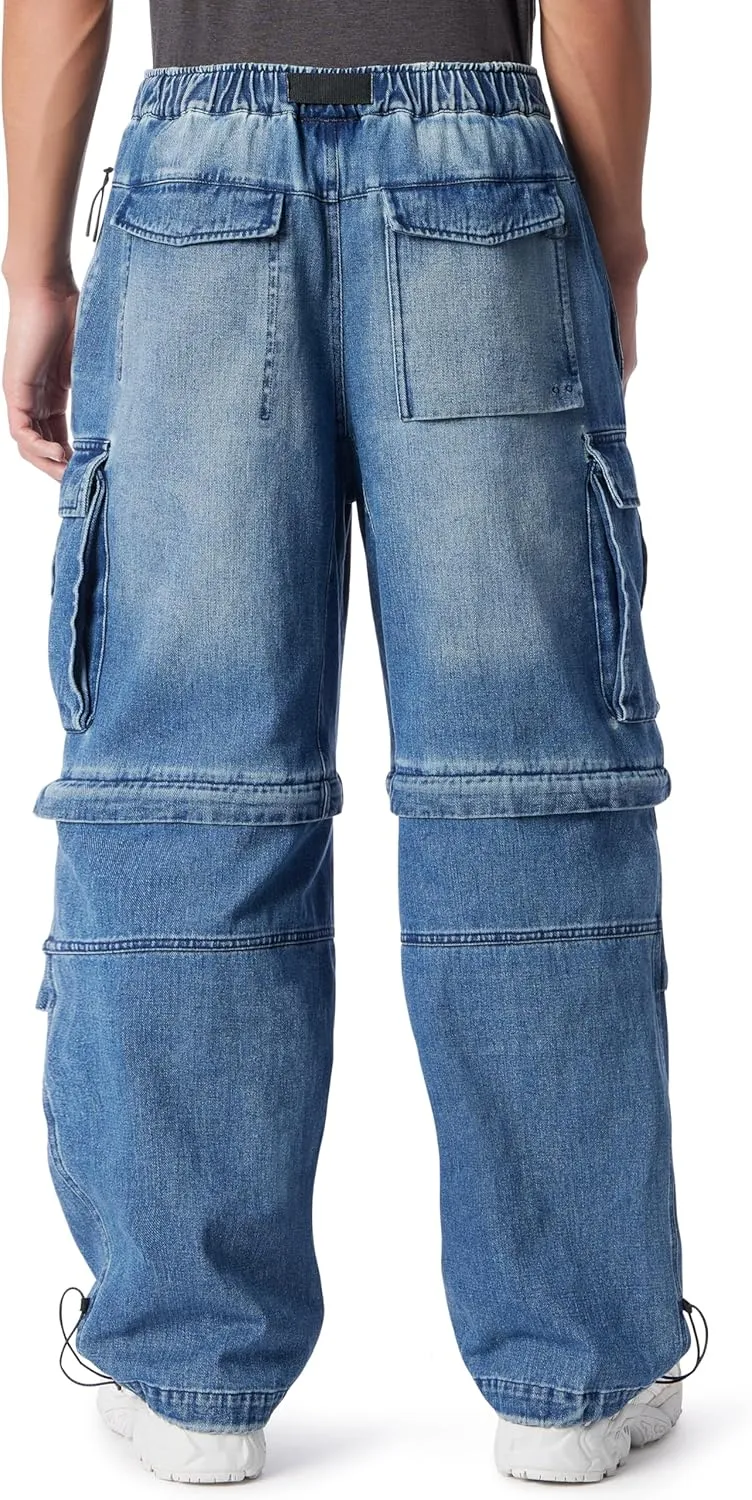 Men's Cross Terrain Convertible Cargo Pant with Drawstring Style Buckle Belt Standard