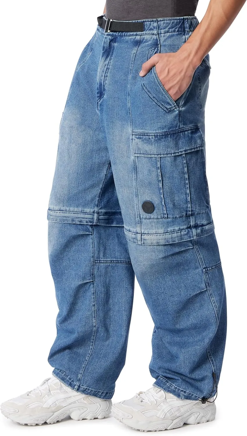 Men's Cross Terrain Convertible Cargo Pant with Drawstring Style Buckle Belt Standard