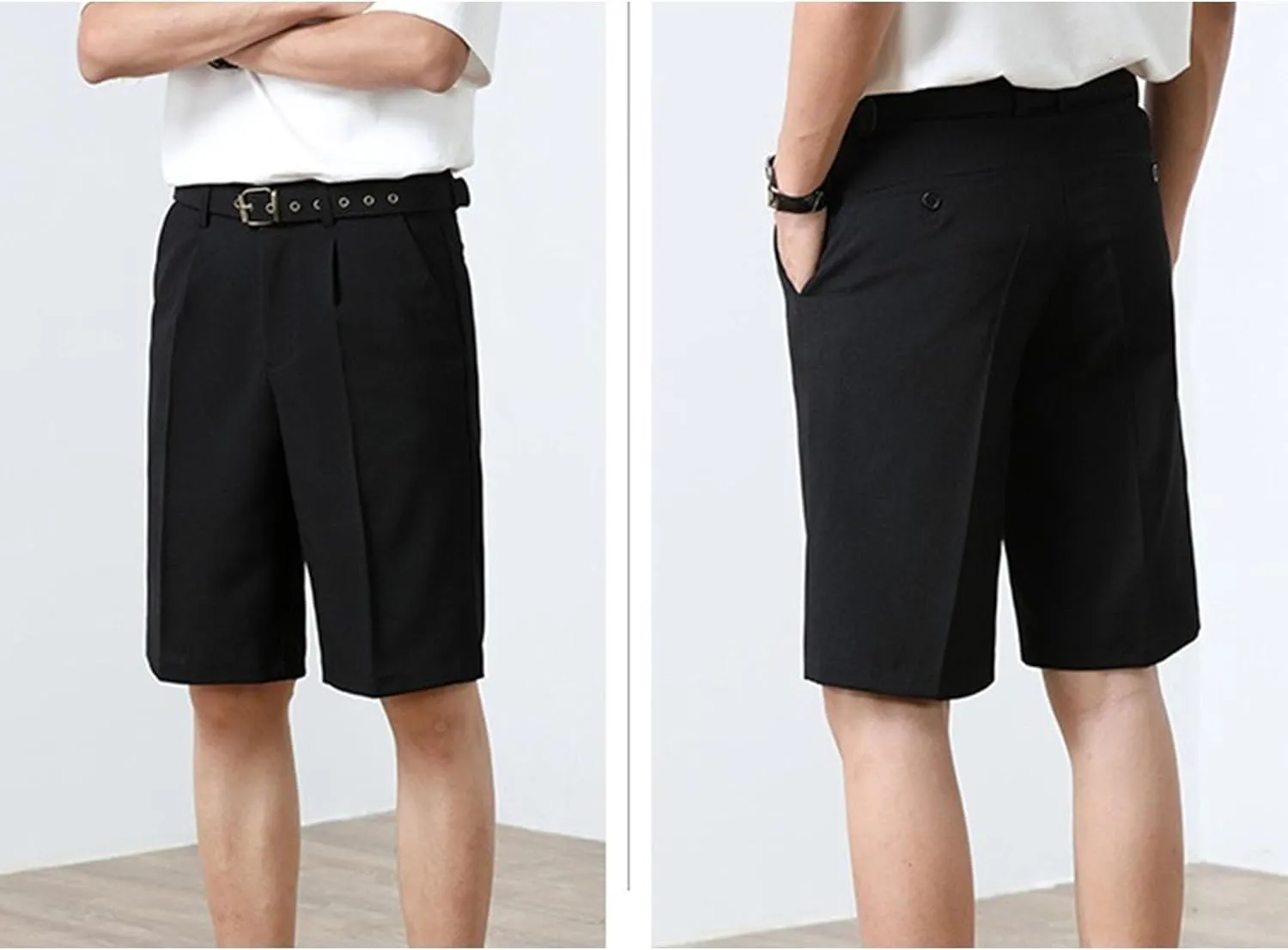 Men's Essential Business Suit Shorts Comfortable Trendy Outerwear Pants Daily Simple Thin Solid Color Short